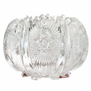 Vintage Cut Pressed Glass Footed Thistle Star Bowl EAPG